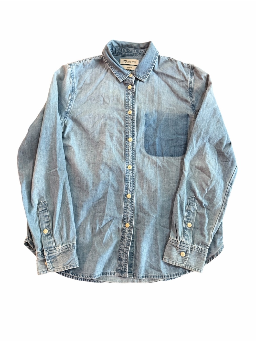 Madewell Chambray Button Front Shirt Women’s Medium Blue Long Sleeve